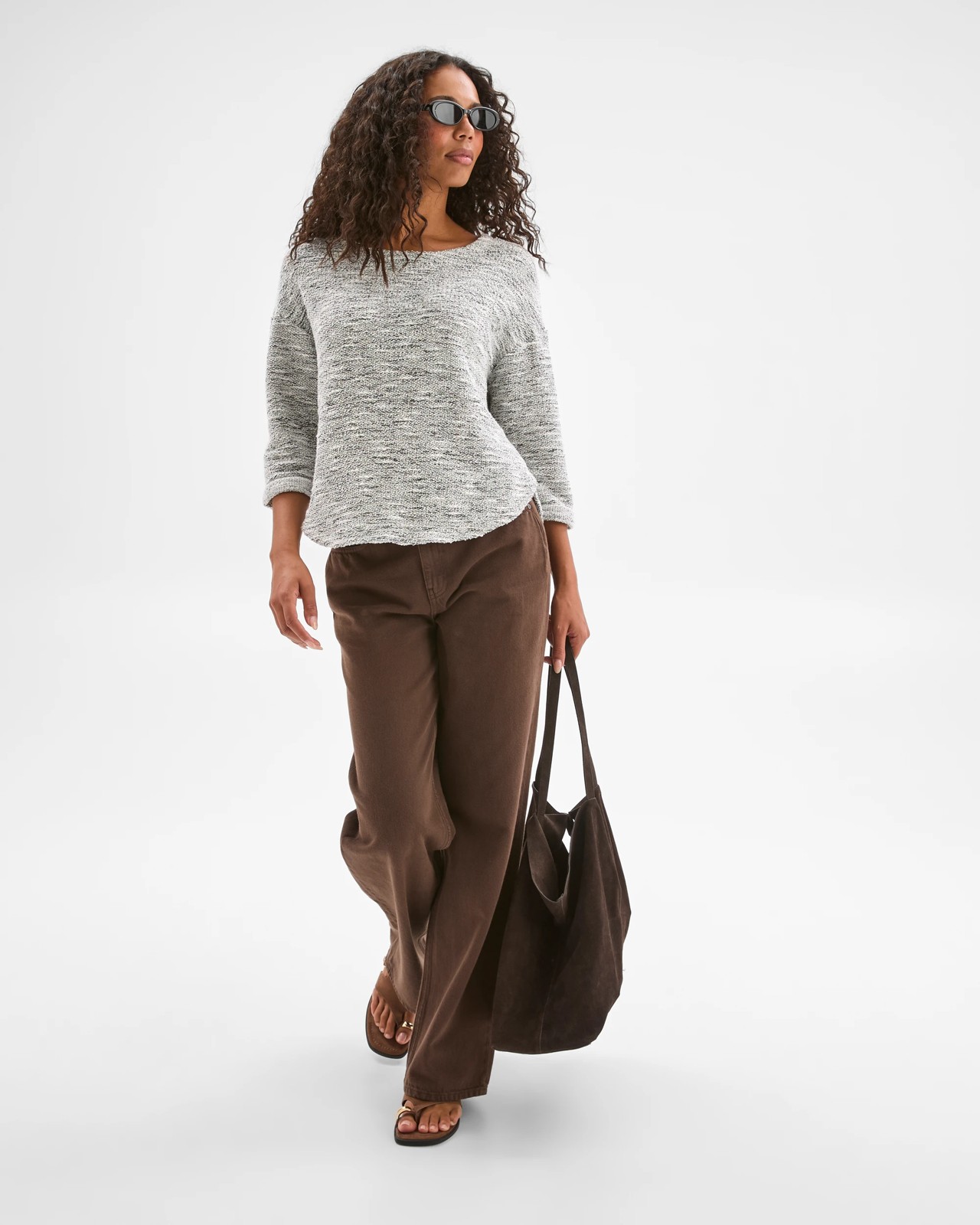 Australian Cotton Blend Curved Hem Textured Top - Cloud Dancer 2 of 6