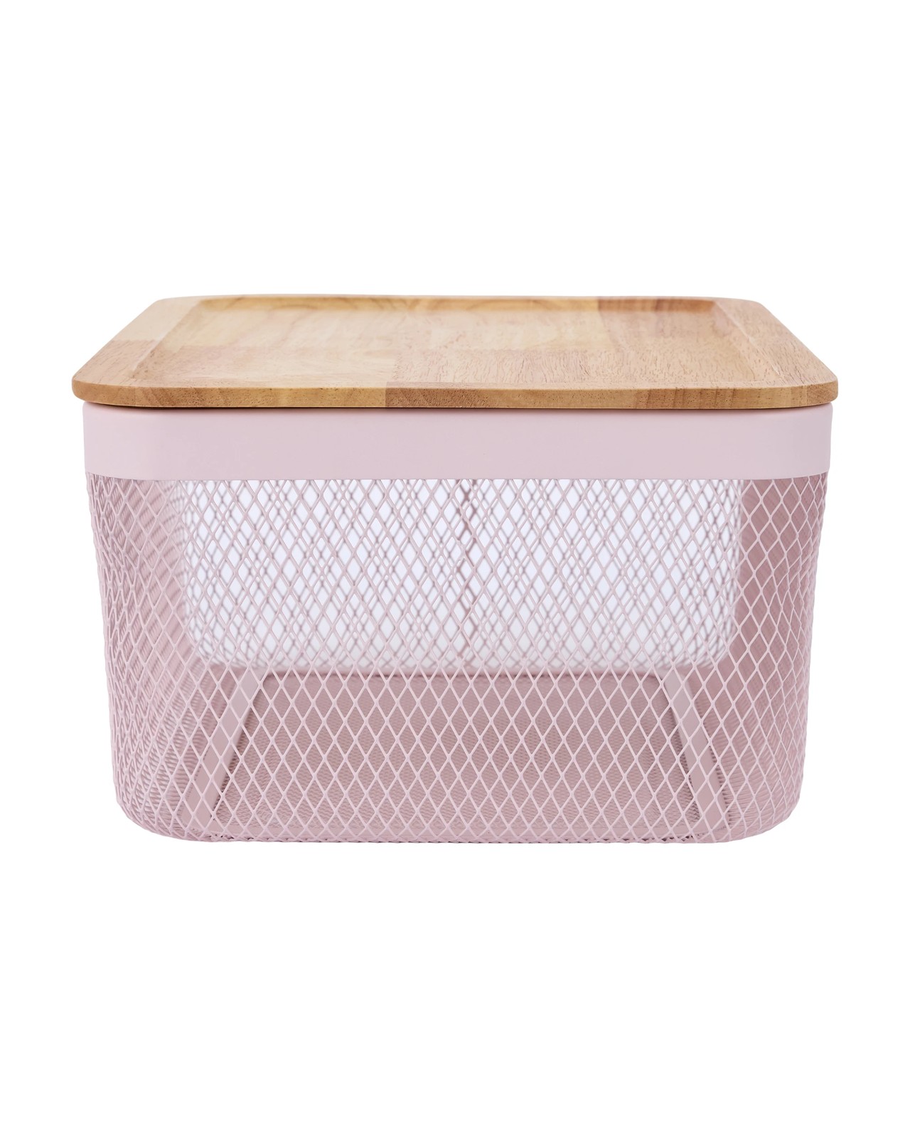Anko Large Basket with Wooden Lid - Pink 3 of 6