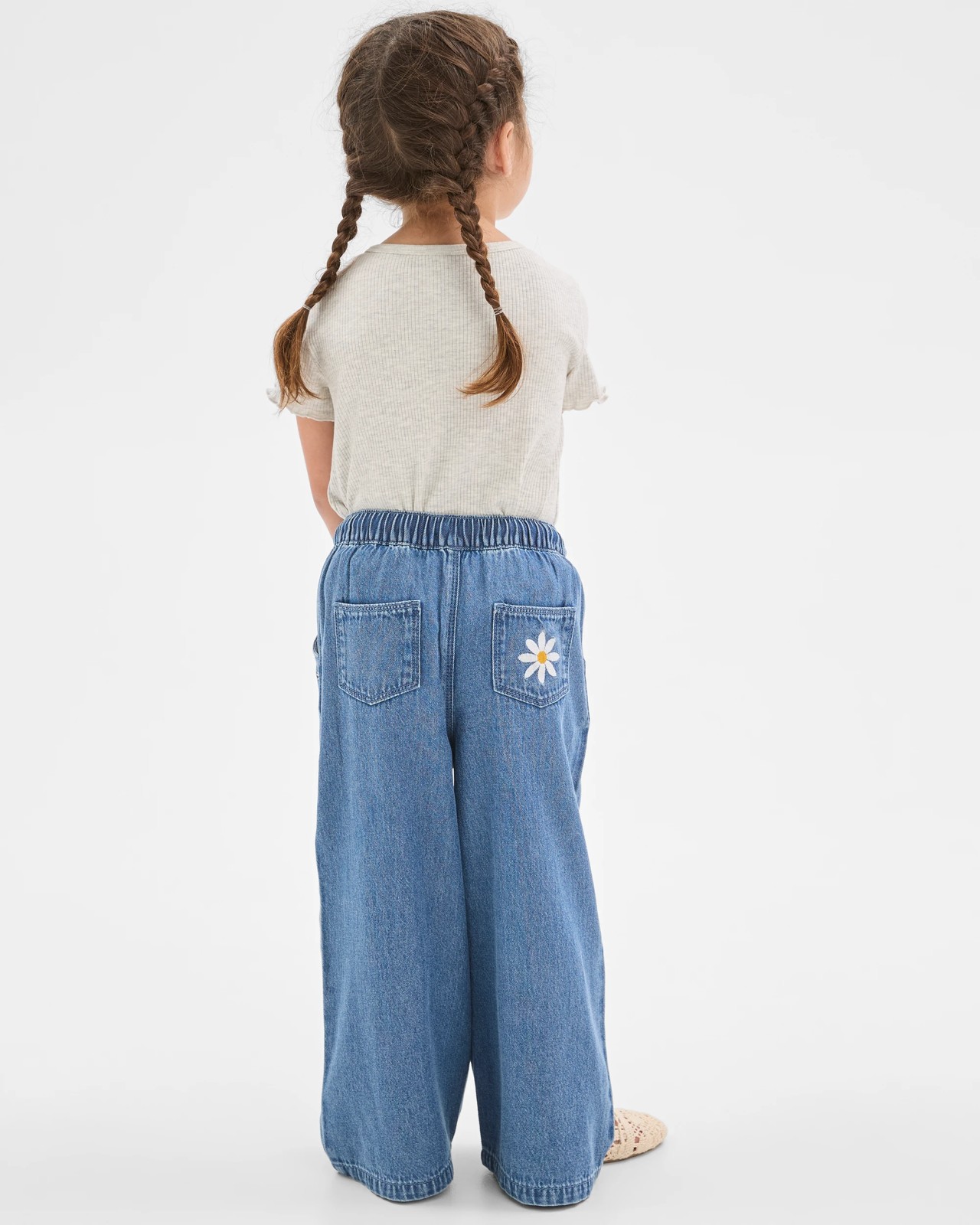 Wide Leg Denim Jeans - Mid Wash 4 of 6