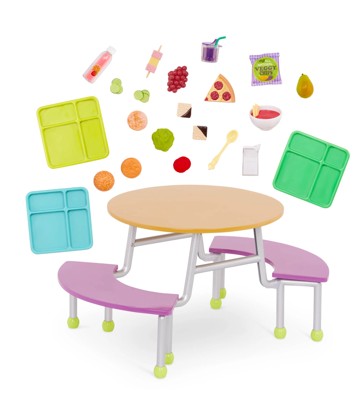 Our Generation Cafeteria Table 23-pc School Cafeteria Table Playset for 18-inch Dolls
