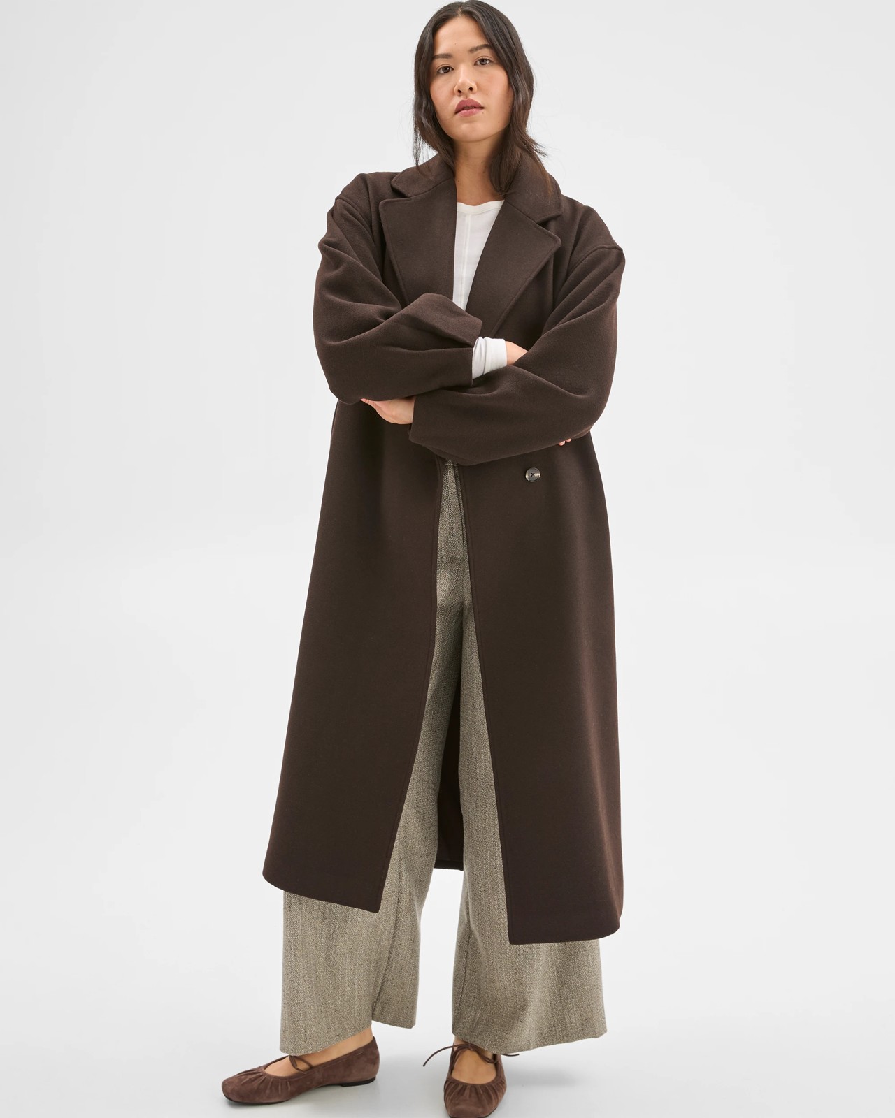 Preview Wrap Belted Coat - Truffle 2 of 6