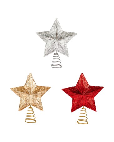 Anko Tinsel Star Tree Topper - Assorted