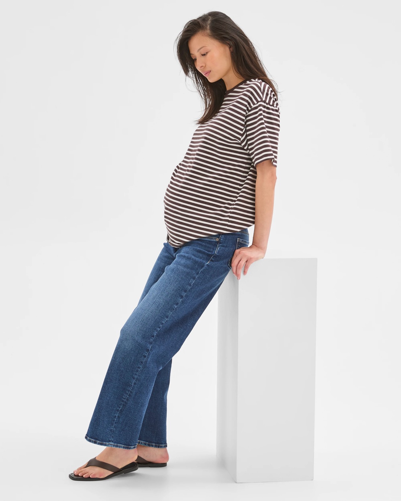 Maternity Under The Belly Denim Wide Leg Jeans 3 of 5