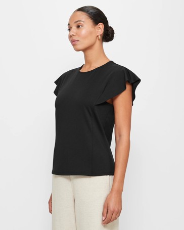 Jersey Flutter Sleeve Top - Preview