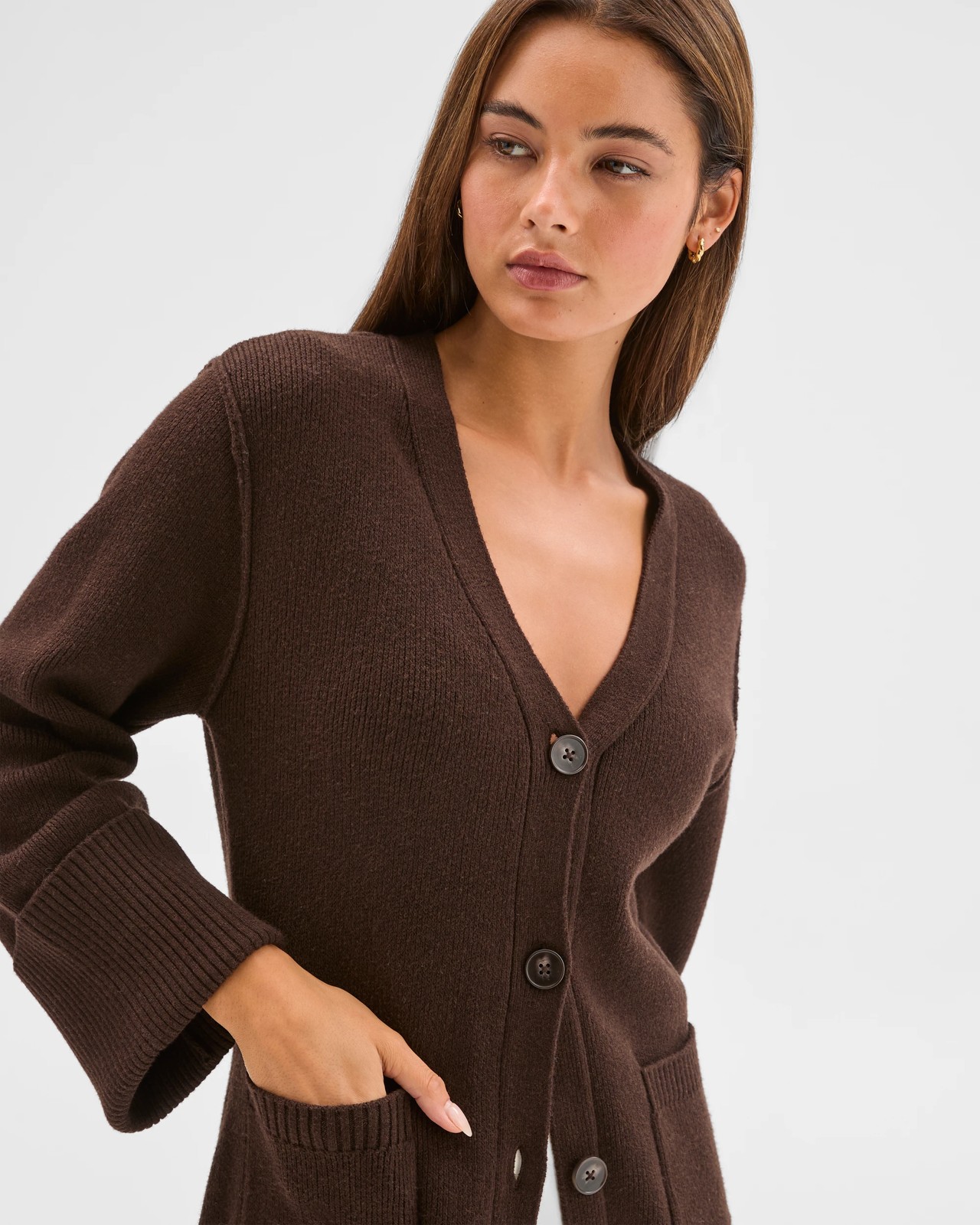 Lily Loves Australian Cotton Blend Longline Cardigan - Truffle 5 of 6