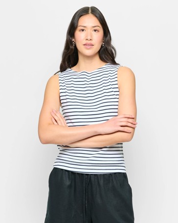 Soft Touch Boat Neck Rib Tank Top