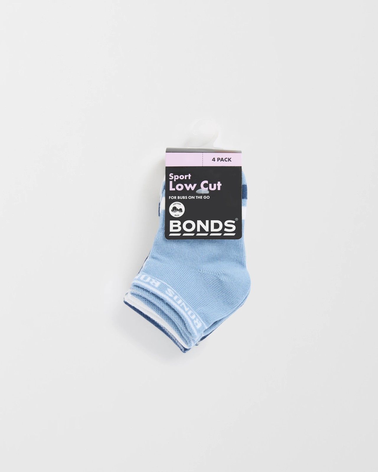 Baby Cotton Blend Logo Cushioned Sport Low Cut Socks 3 Pack - Bonds 3 of 3