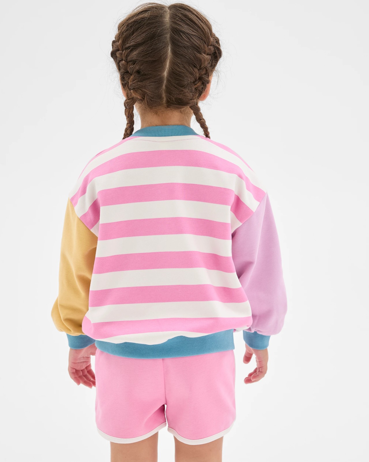 Australian Cotton Blend Jumper and Shorts Set - Pink Stripe 4 of 6