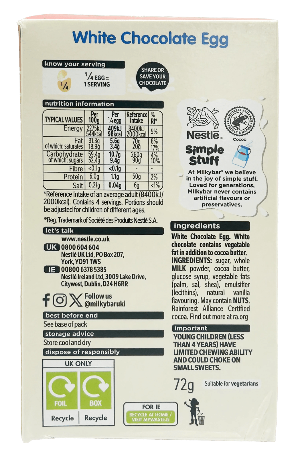 Nestle Milky Bar Egg 72g 3 of 3