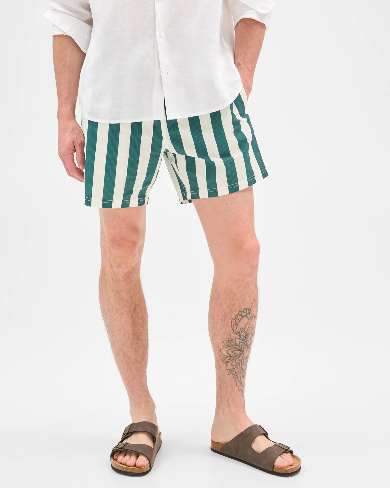 Seersucker Swim Volley Shorts - Green Stripe 3 of 6