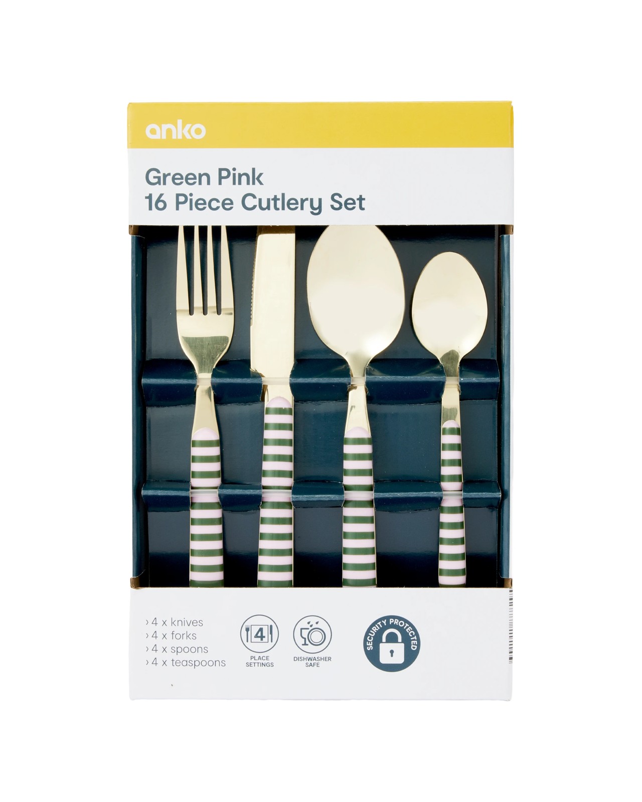 Anko 16 Piece Green and Pink Cutlery Set 4 of 4