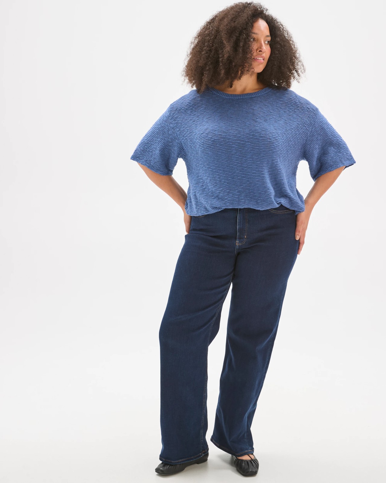 Plus Size Australian Cotton Links Slub T-Shirt - Lapis Blue 4 of 5