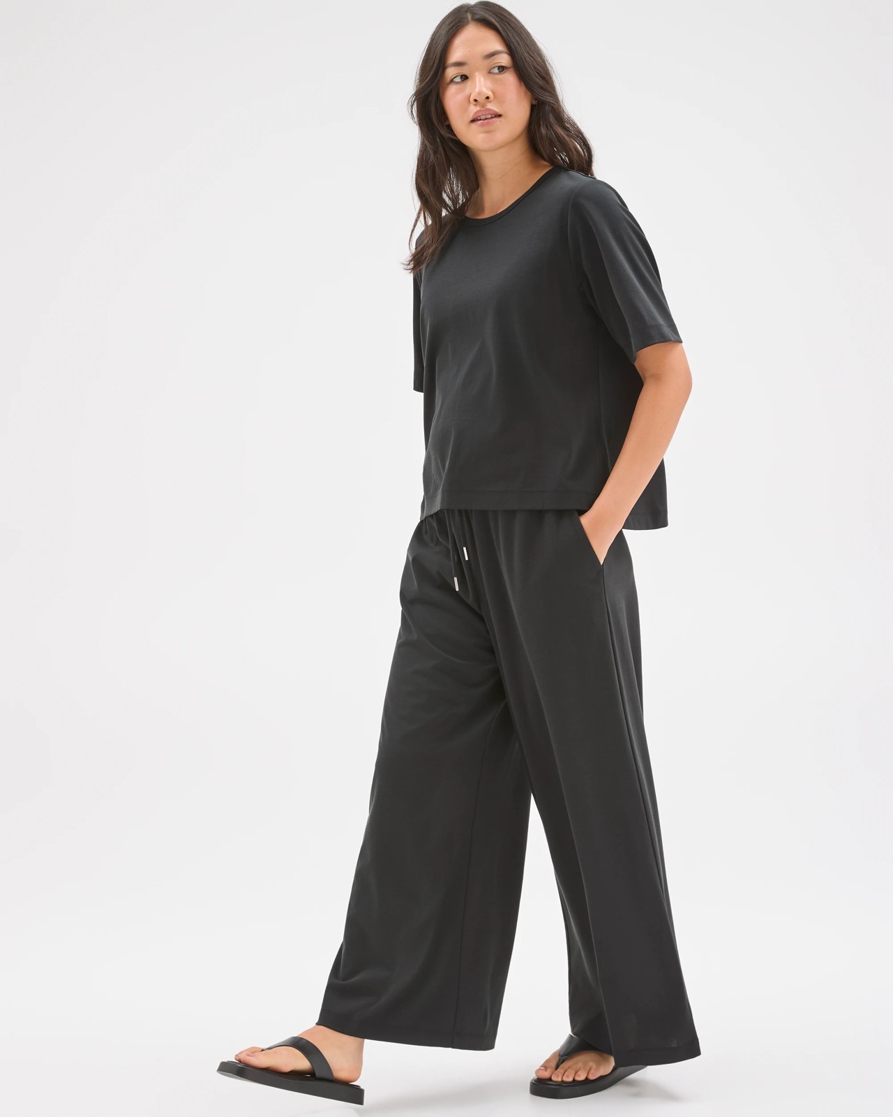 Relaxed Wide Leg Drape Pants - Washed Black 3 of 5