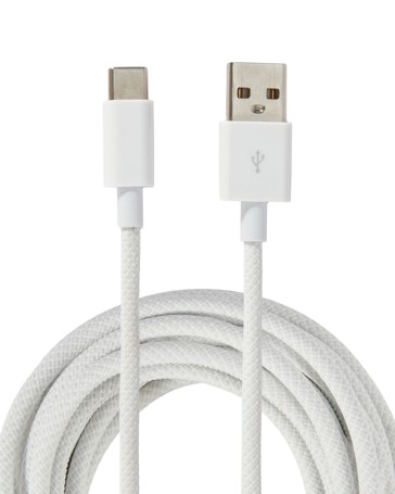 Anko 2m USB-A to USB-C 60W Braid Cable - White