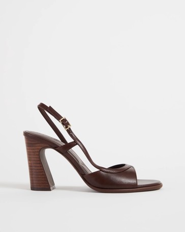 Stacked Wood Slingback Heels - Ava