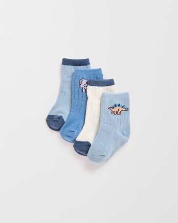 Baby Australian Cotton Blend 4 Pack Rib Crew Socks