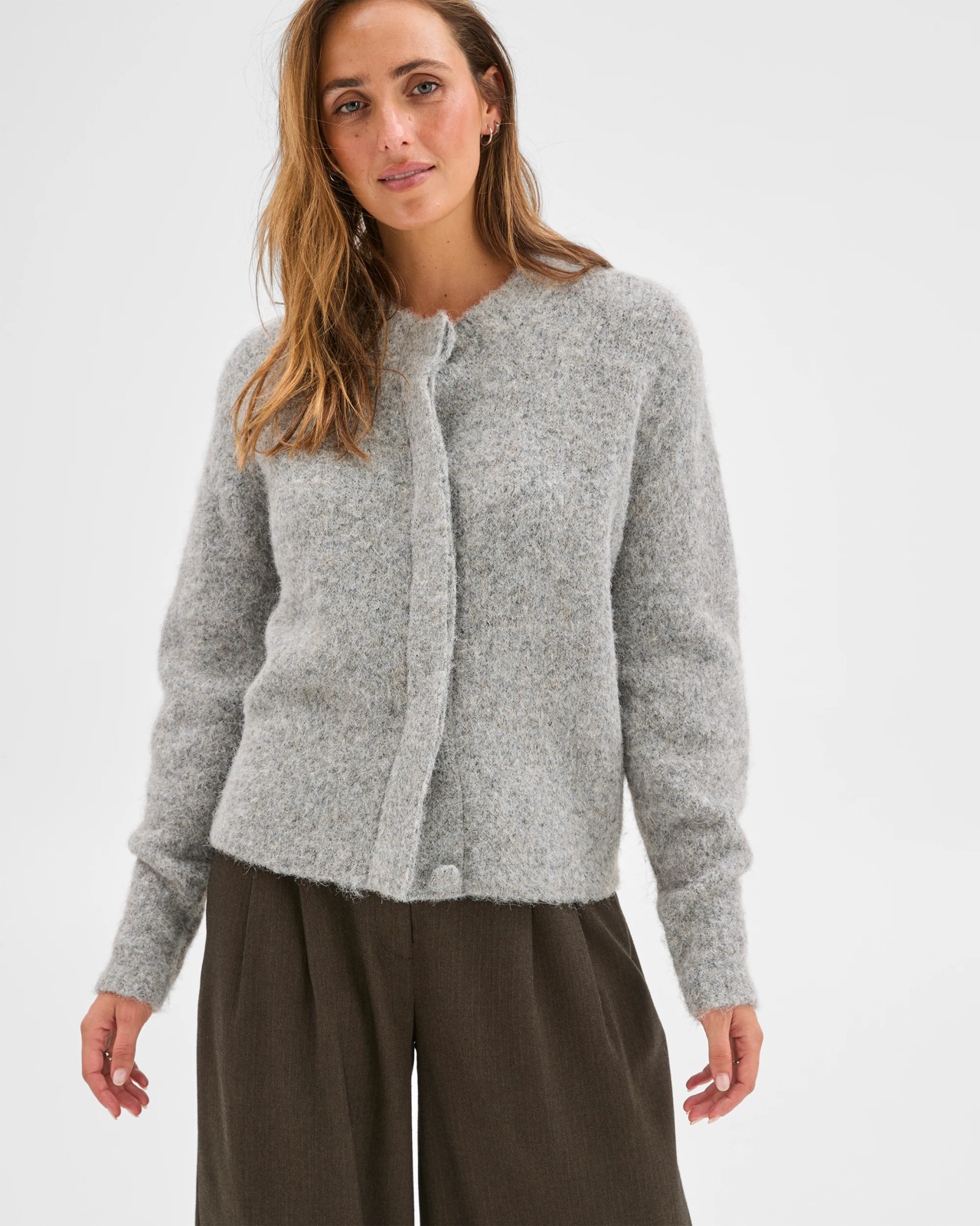 Preview Long Sleeve Plush Cardigan - Mid Grey Marle 2 of 6
