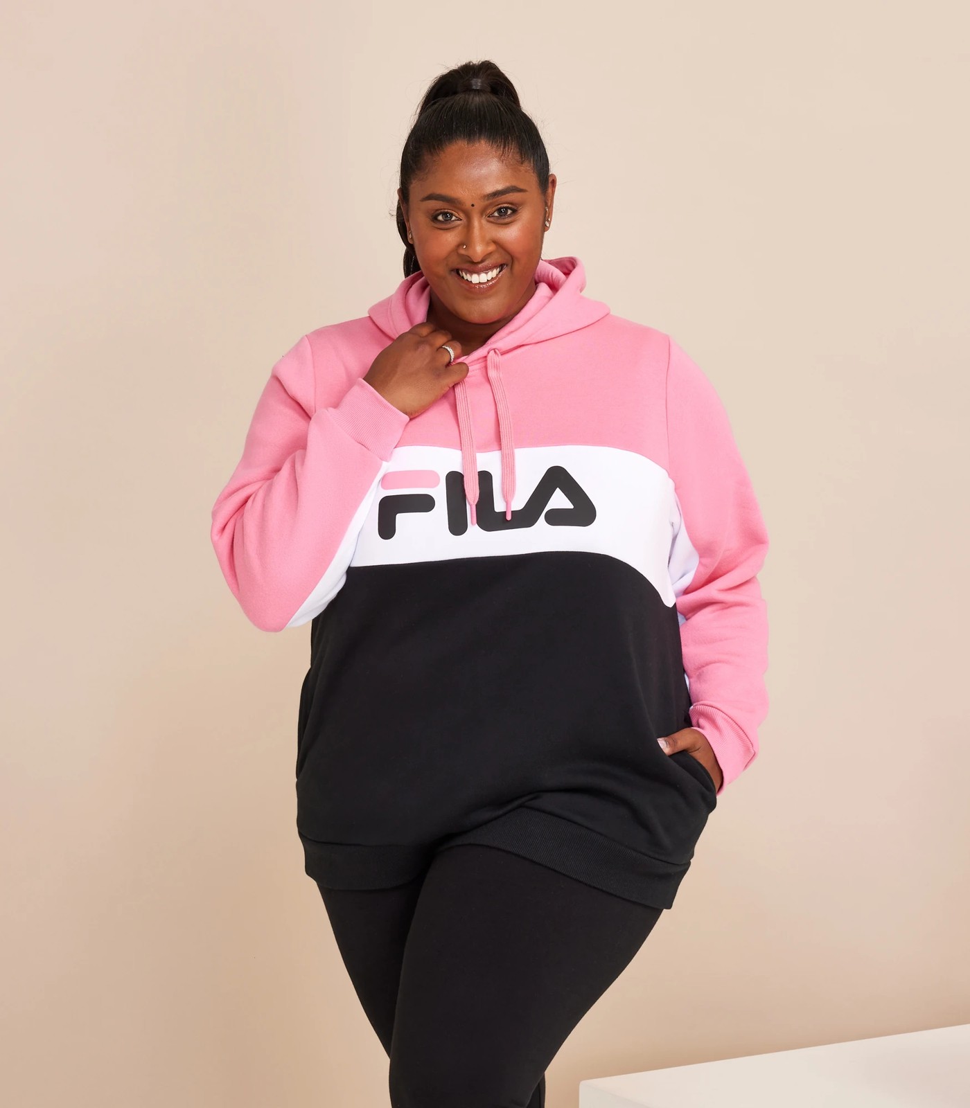 Pink fila hot sale hoodie