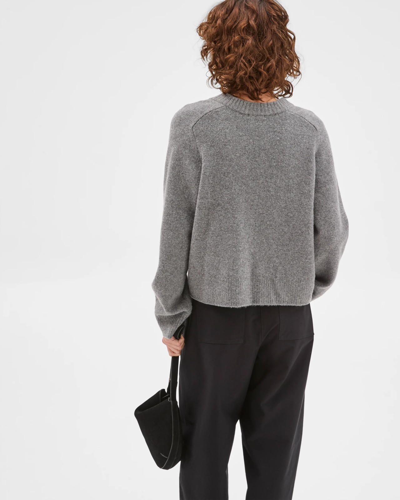 Super Soft High V-Neck Sweater - Dark Grey Marle 6 of 6