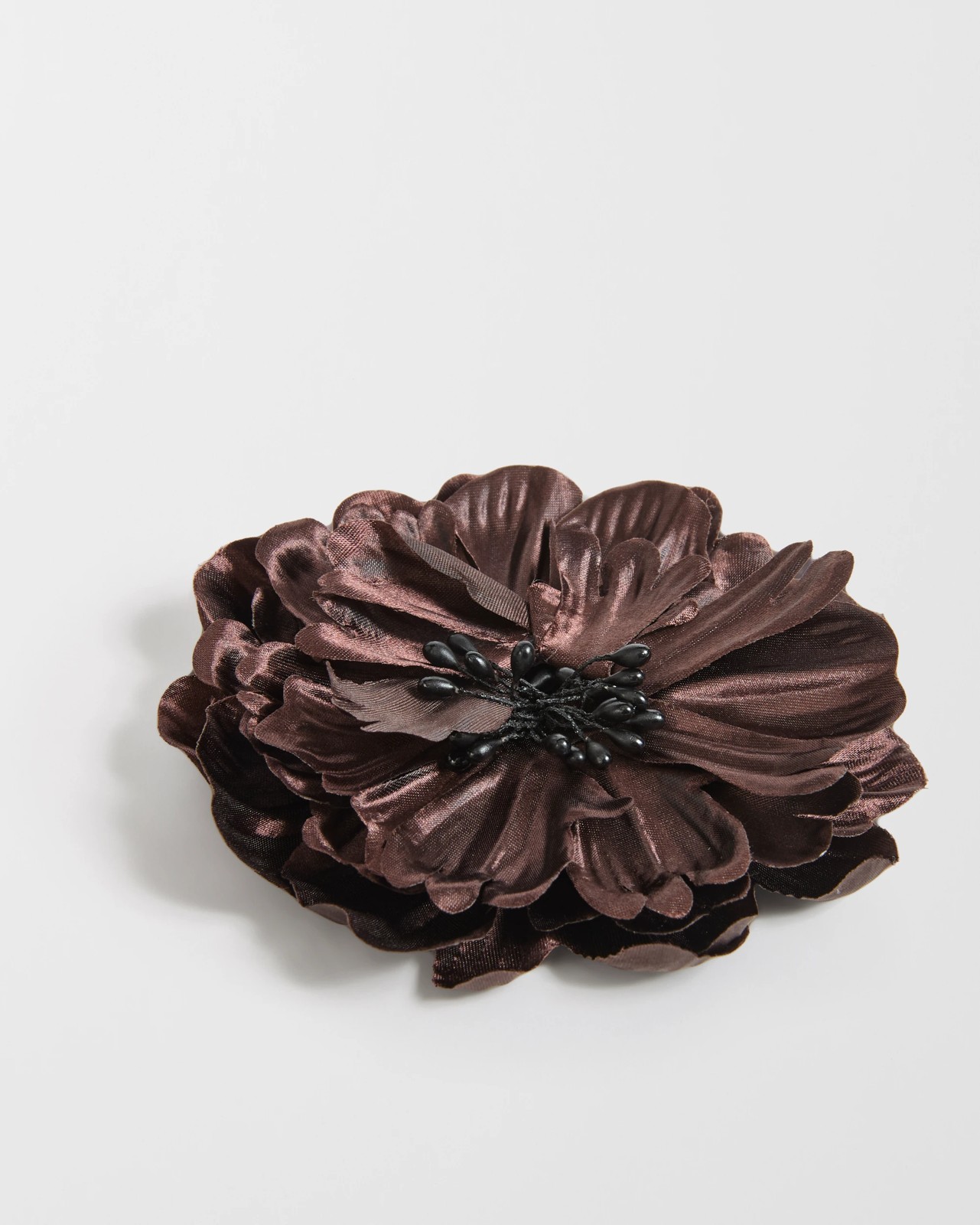 Faux Silk Flower Hair Clip - Chocolate 2 of 2