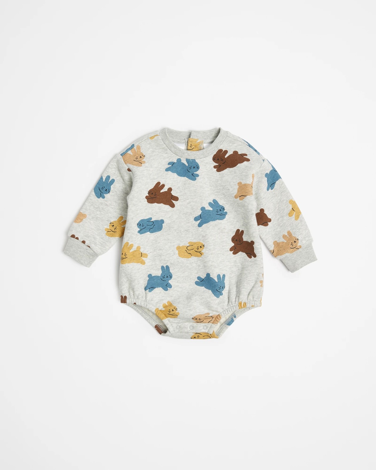 Baby Organic Cotton Print Fleece Bodysuit - Bunnies 2 of 6