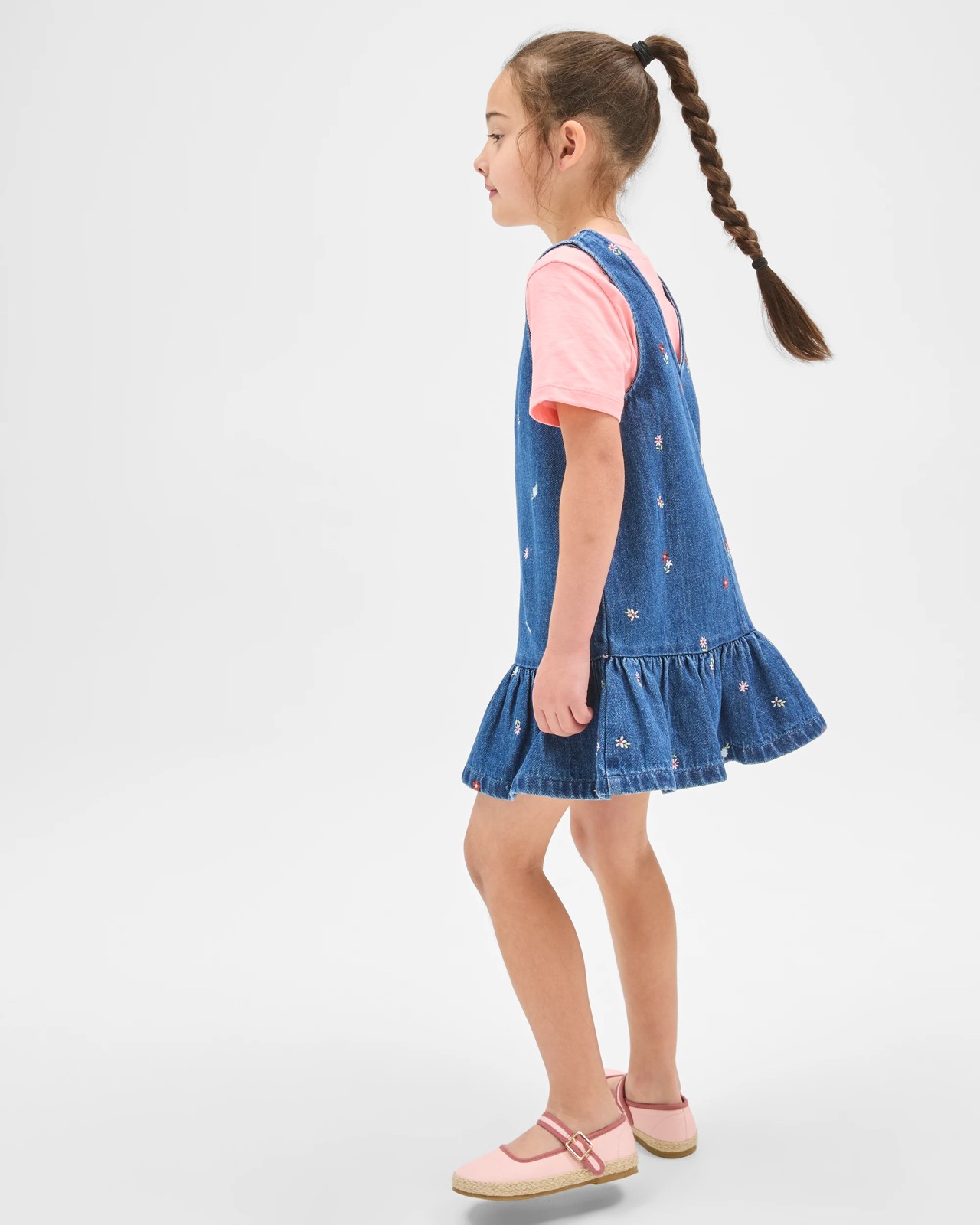T-Shirt and Denim Ruffle Pinny Dress Set 3 of 5
