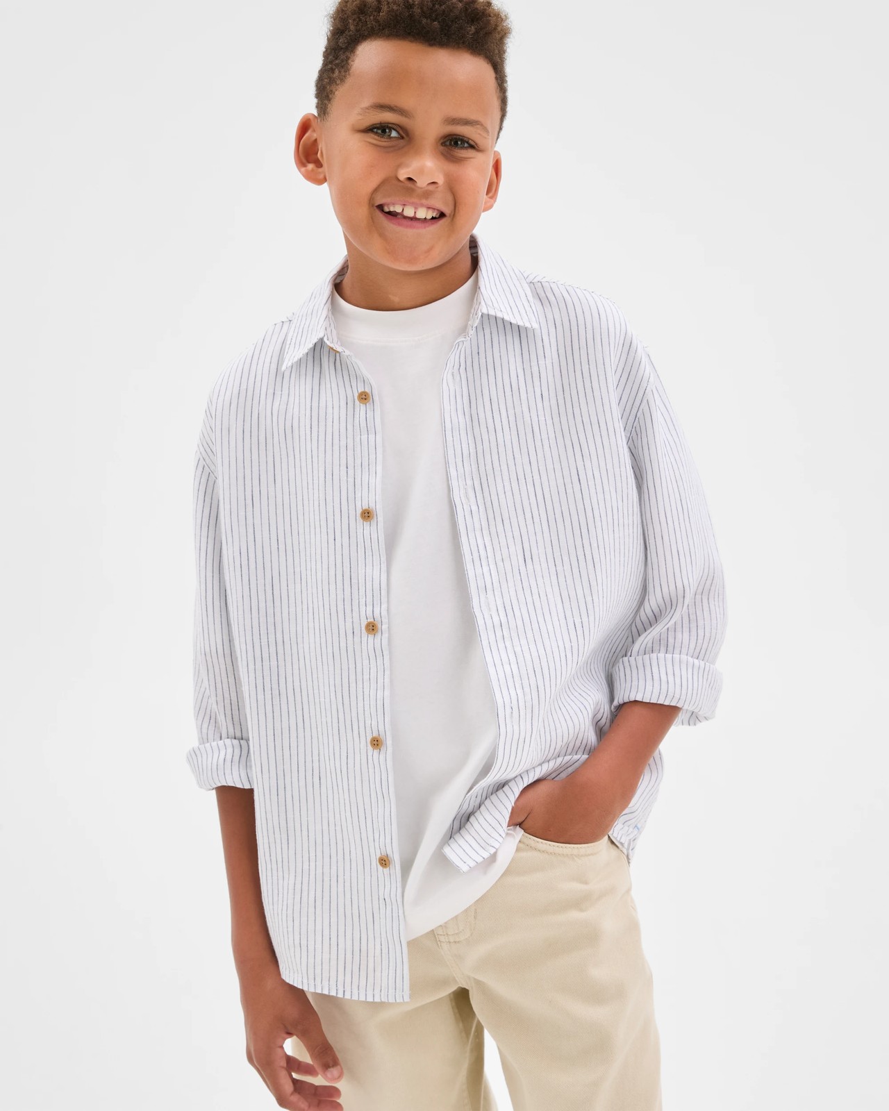European Linen Long Sleeve Shirt - Blue / Stripe 2 of 6