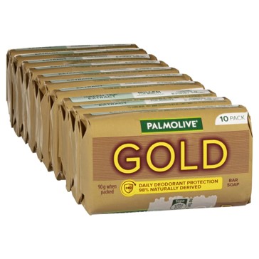 Palmolive Gold Daily Deodorant Protection Bar Soap, 10 Pack - 90g