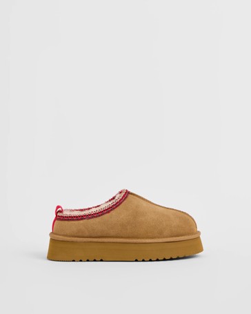 Australian Design Ugg Sheepskin and Leather Tape Collar Mule