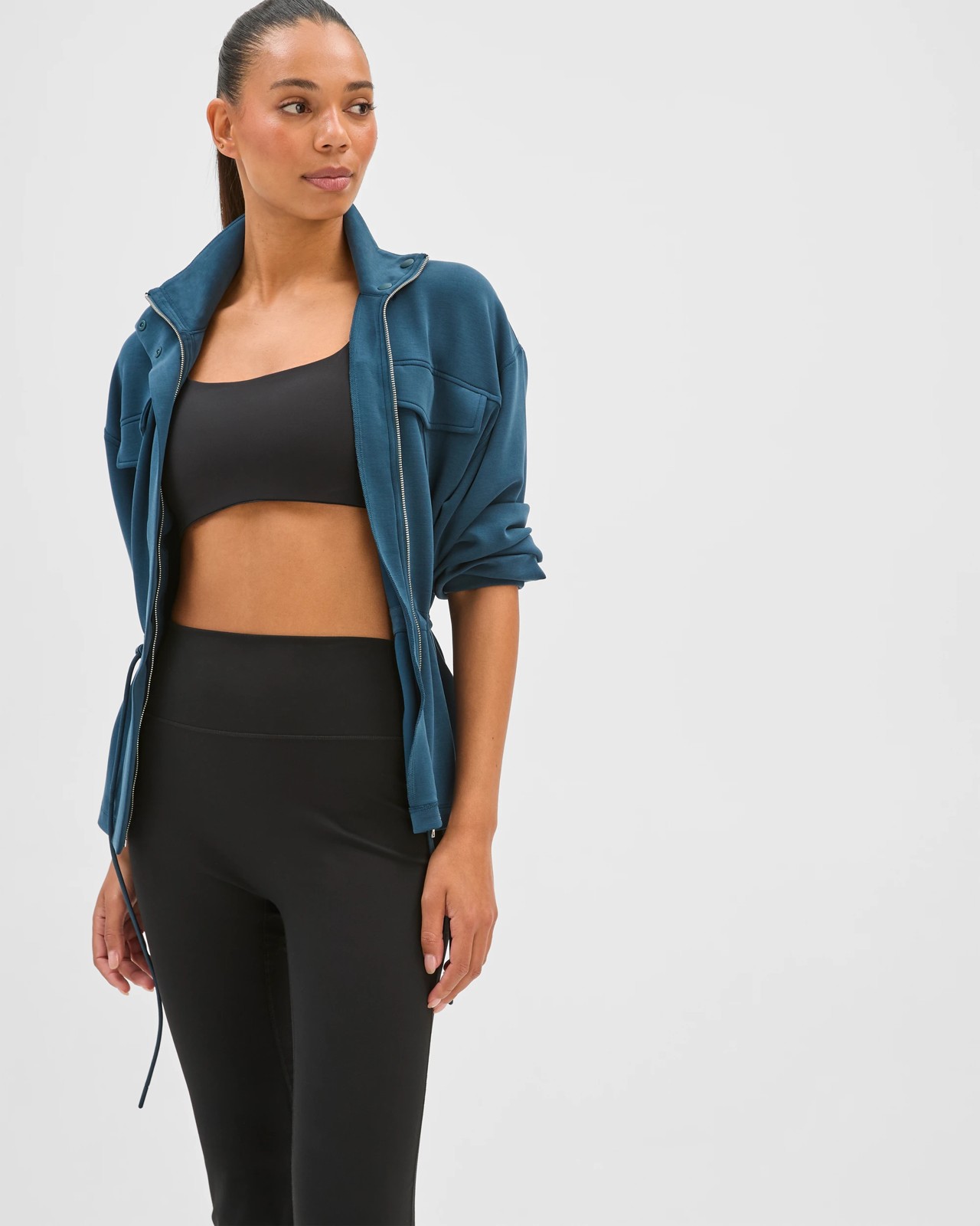 Active Funnel Neck Zip Through Jacket - Petrol 3 of 5