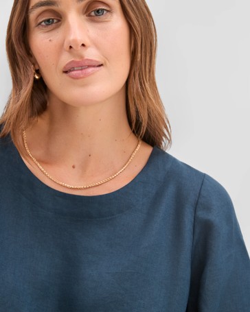 European Linen Cross Back Top