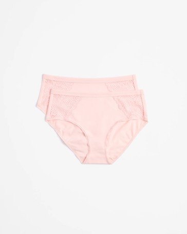 2 Pack Australian Cotton and Lace Midi Briefs
