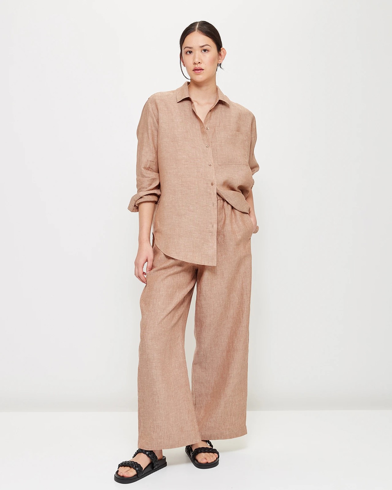 European Linen Wide Leg Pants 2 of 6