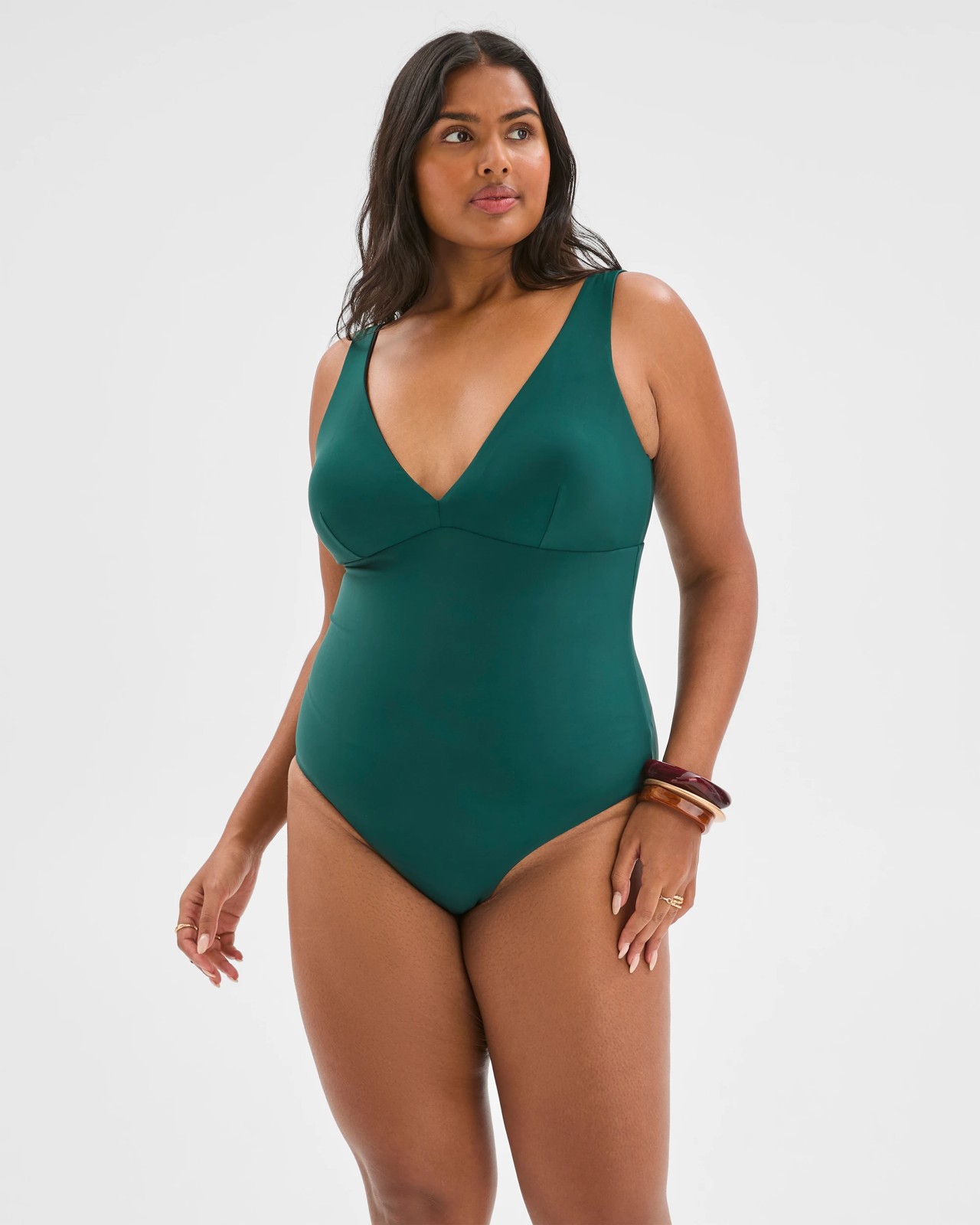 Resort Reversible V-Neck Matte Micro One Piece Swimsuit - Black/Deep Forest 4 of 5