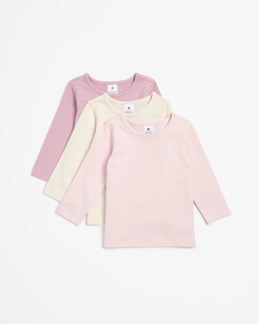 Baby Organic Cotton Long Sleeve T-Shirts 3 Pack - Pink Multi