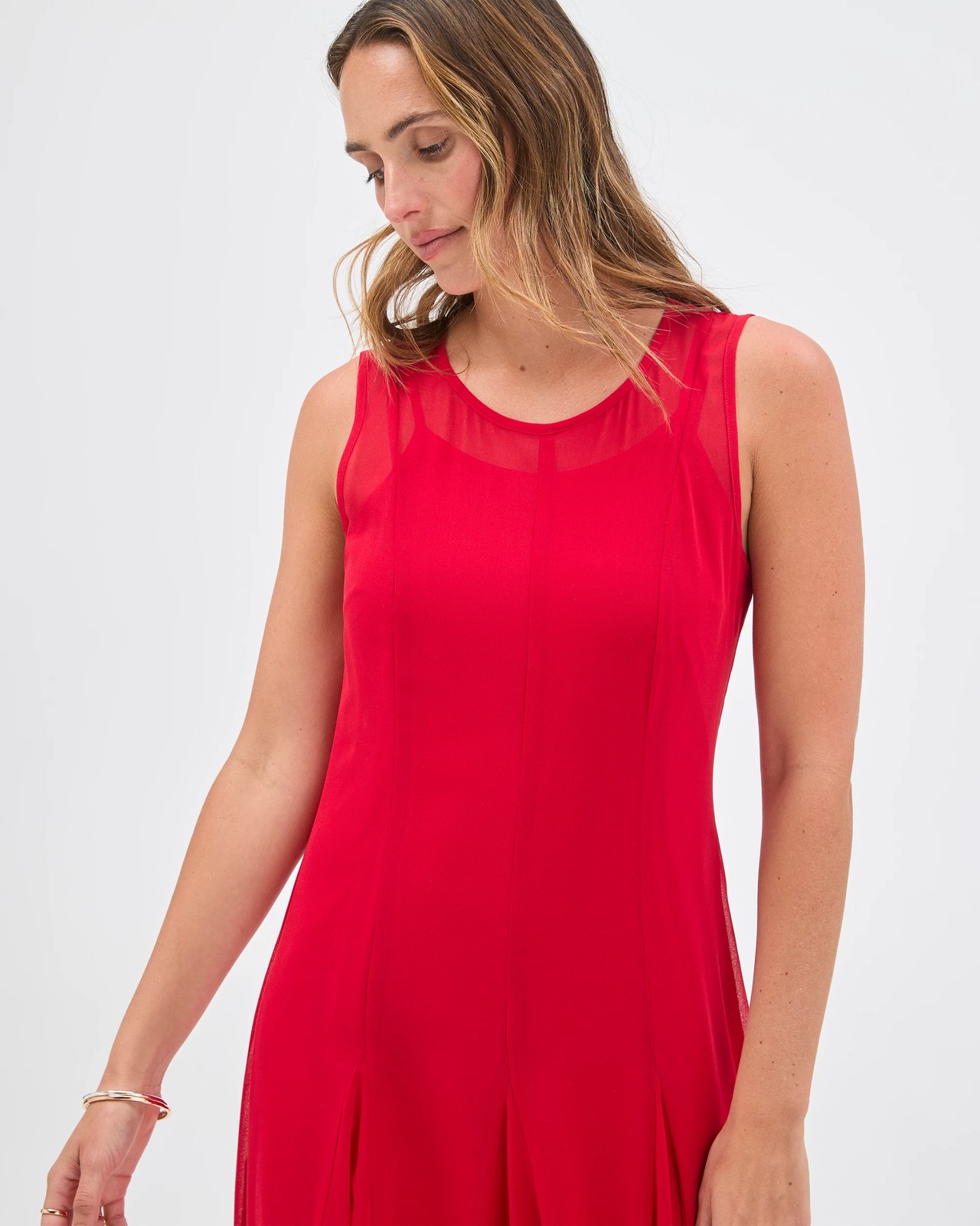 Preview Sleeveless Sheer Godet Maxi Dress 4 of 5