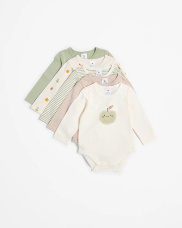 Baby Organic Cotton Bodysuits 5 Pack