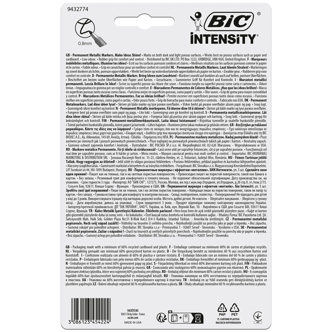 5 Pack BIC Intensity Permanent Metallic Markers 2 of 5