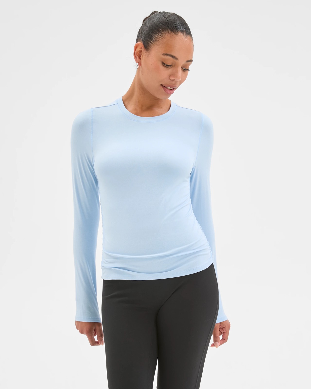 Active Studio Luxe Long Sleeve Ruched Top - Blue Mist 5 of 6