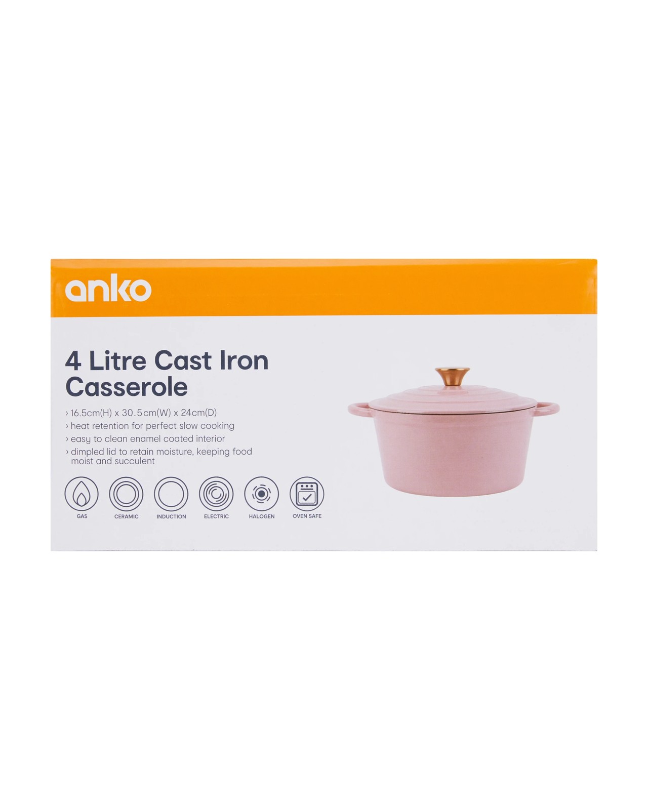 Anko 4L Cast Iron Casserole - Pink 6 of 6