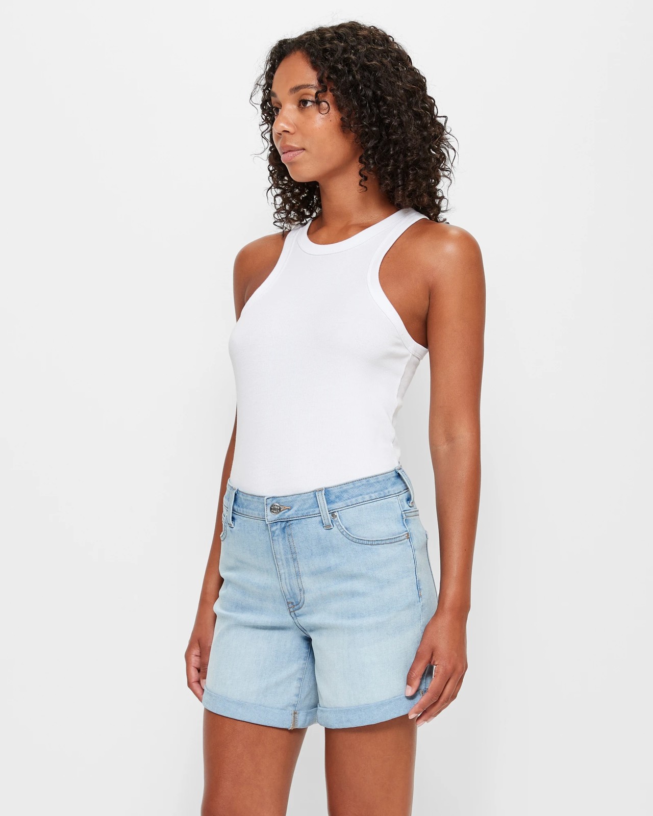 Shop Jen7 Rolled-Cuff Denim Shorts