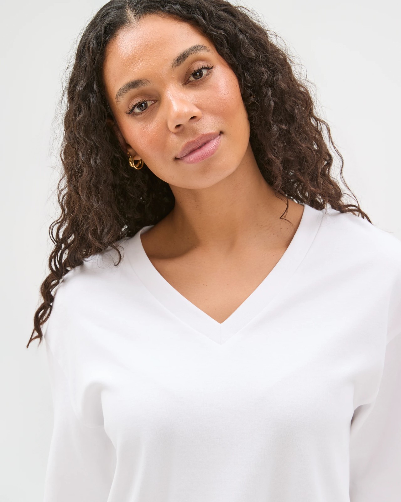 Australian Cotton Heavyweight V-Neck Boxy T-Shirt - White 3 of 6