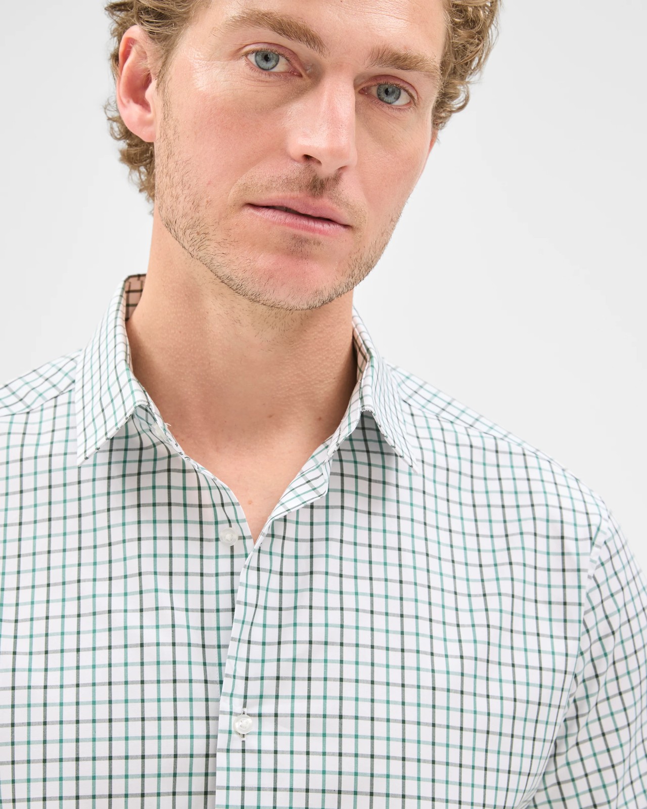 Preview Australian Cotton Tattersall Check Business Shirt - Green 3 of 5