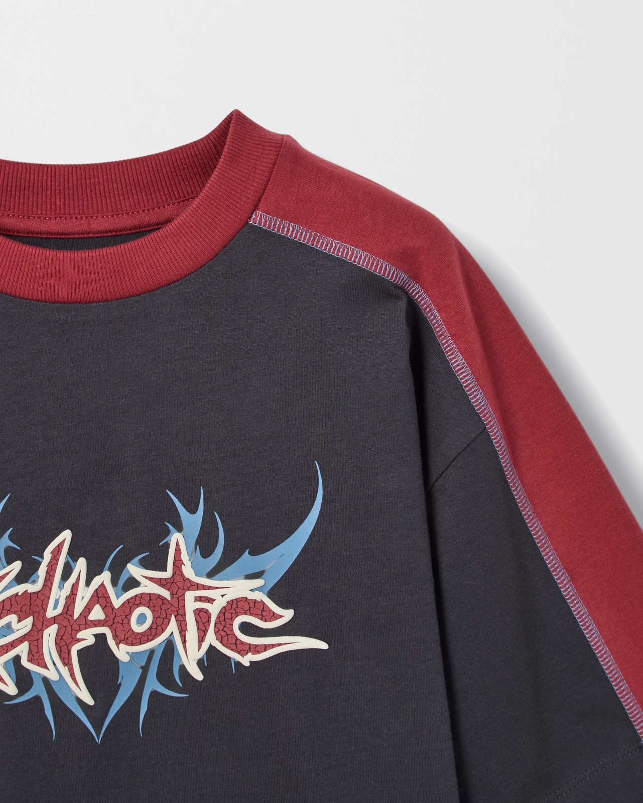 Australian Cotton Oversized Embellished T-Shirt - Charcoal 6 of 6
