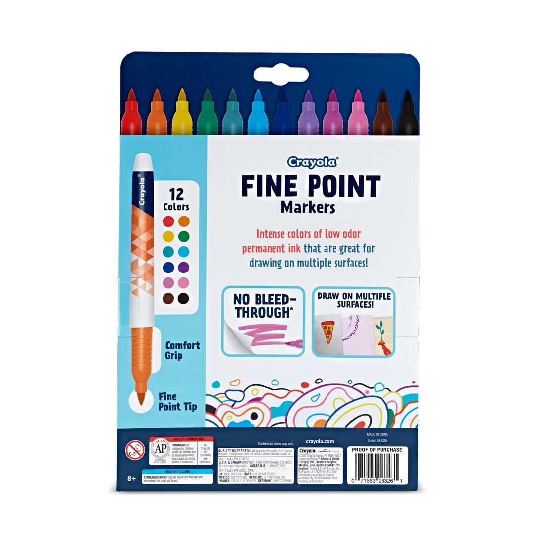Crayola 12 Pack Fine Point Markers Blue Pack Target Australia