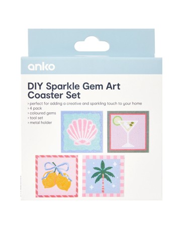 Anko DIY Sparkle Gem Art Coaster Set - Tropical