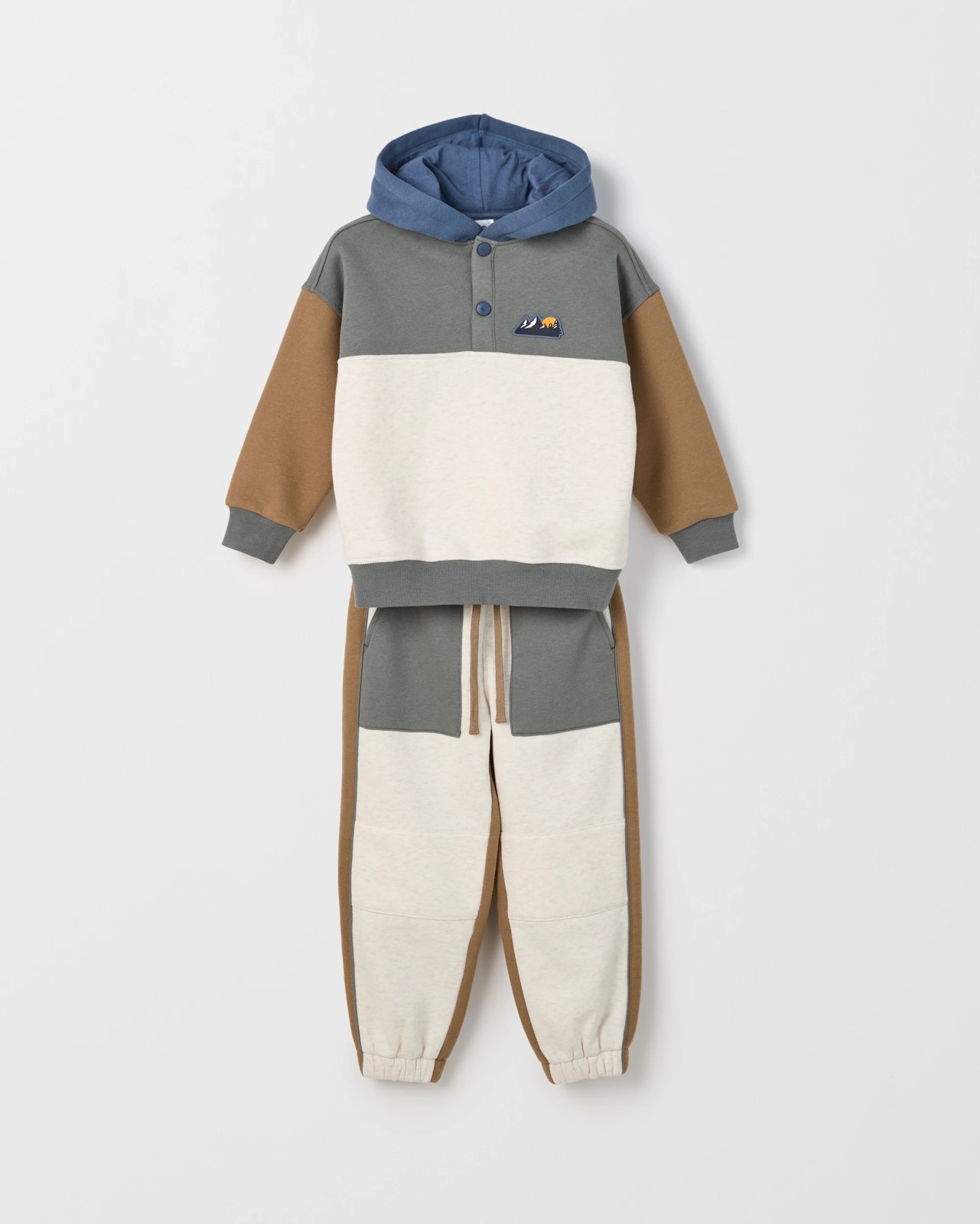 Australian Cotton Blend Hoodie and Trackpants Set - Green/Oat 6 of 6