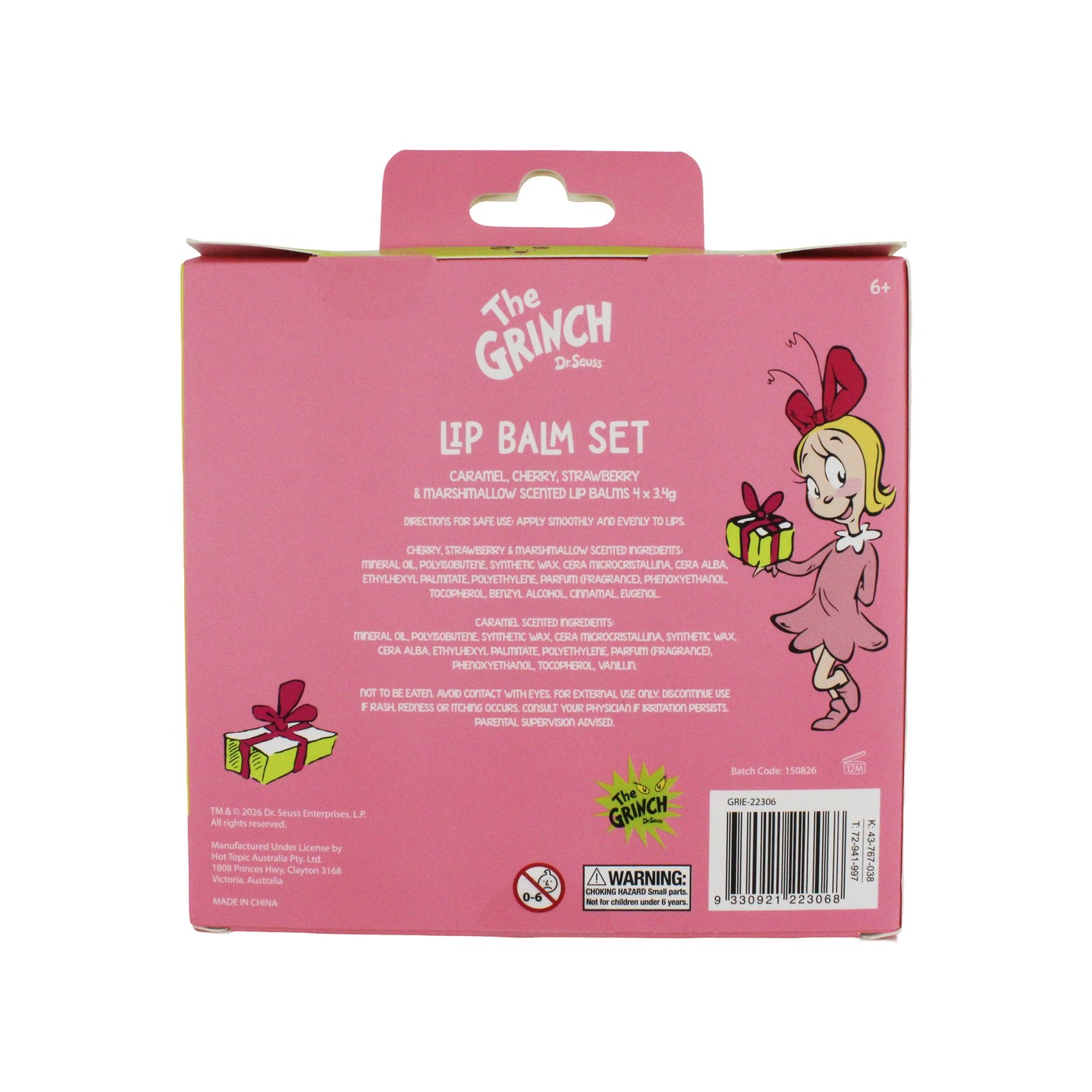 The Grinch 4 Pack Lip Balm Set - Caramel, Cherry, Strawberry and Marshmallow Scented 4 of 4