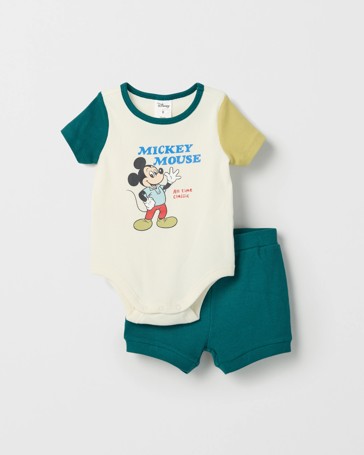 Disney Licensed Baby Organic Cotton Bodysuit & Shorts Set