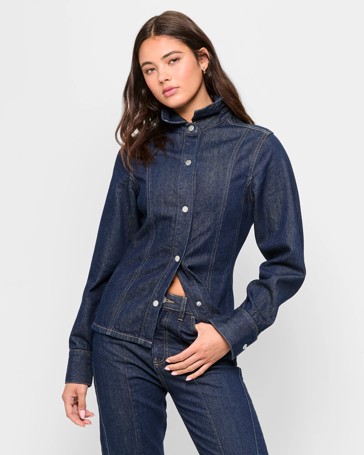 Denim Panelled Shirt - Lily Loves